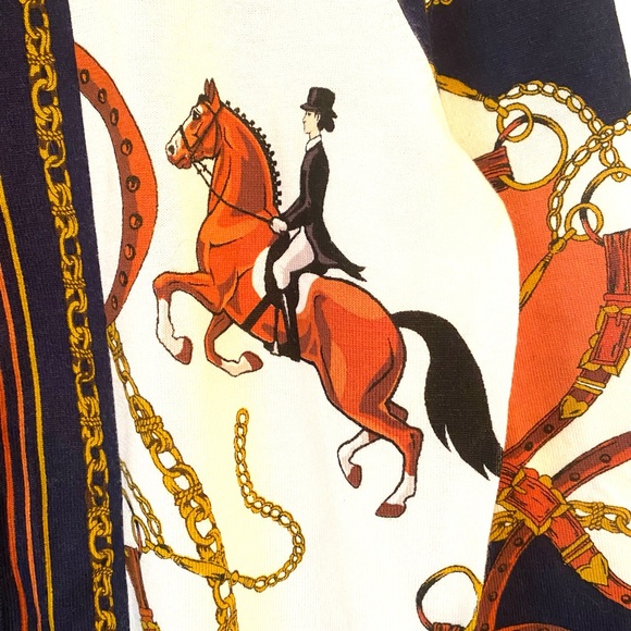 NWOT rare Talbots Equestrian Print Cardigan. Size medium. - Picture 7 of 13